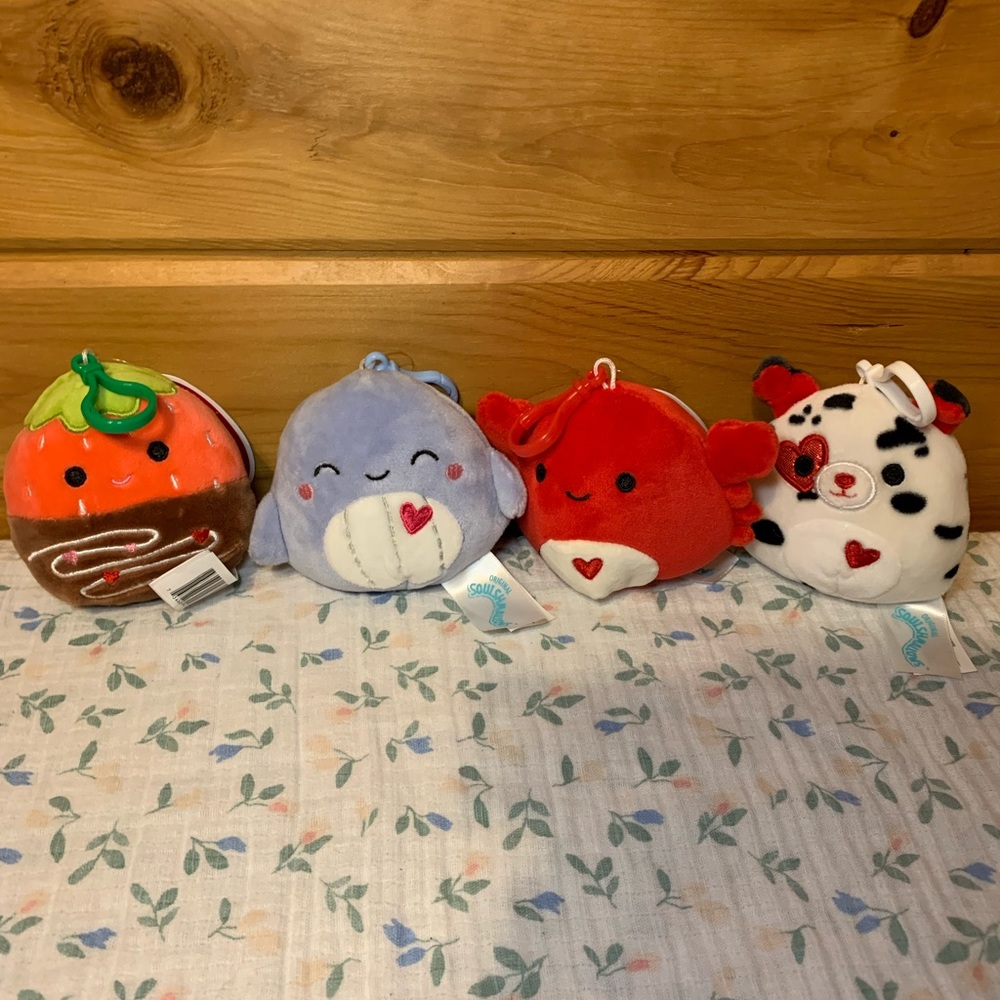 Bundle of 4 NWT Squishmallows Valentine’s Day Clips